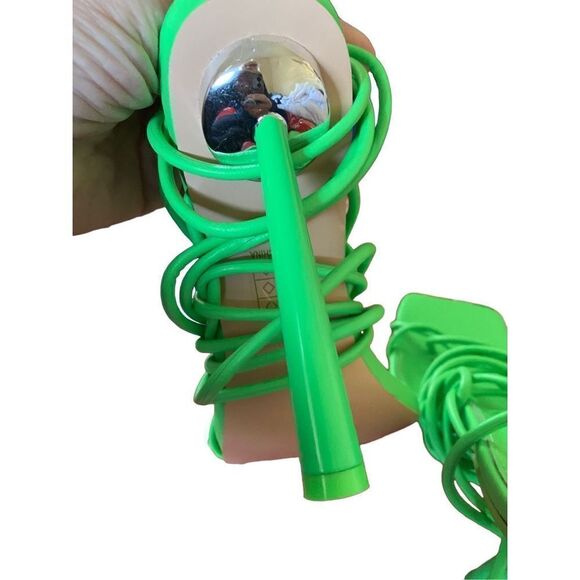 Strike a pose wrap up neon green stiletto heels, size 7 - Picture 9 of 9